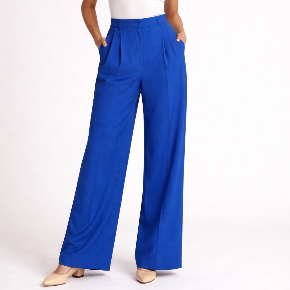 Classic Pleated Dress Pants in Royal Blue - Picture 3 of 4